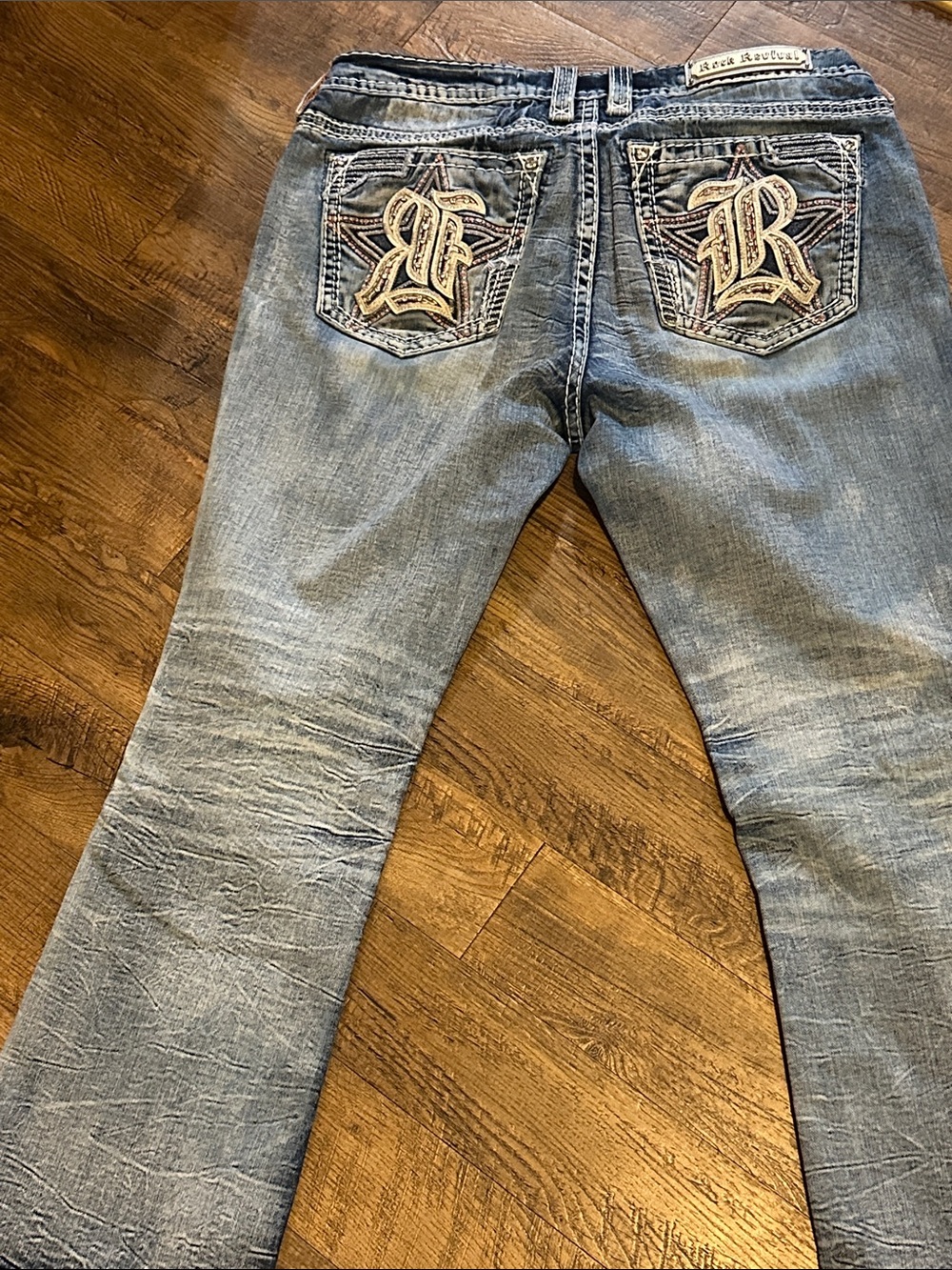 Rock Revival Light Wash Boot Cut Jeans with Embroidered Pocket - Picture 7 of 9